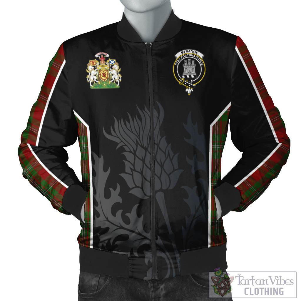 Tartan Vibes Clothing Strange Tartan Bomber Jacket with Family Crest and Scottish Thistle Vibes Sport Style