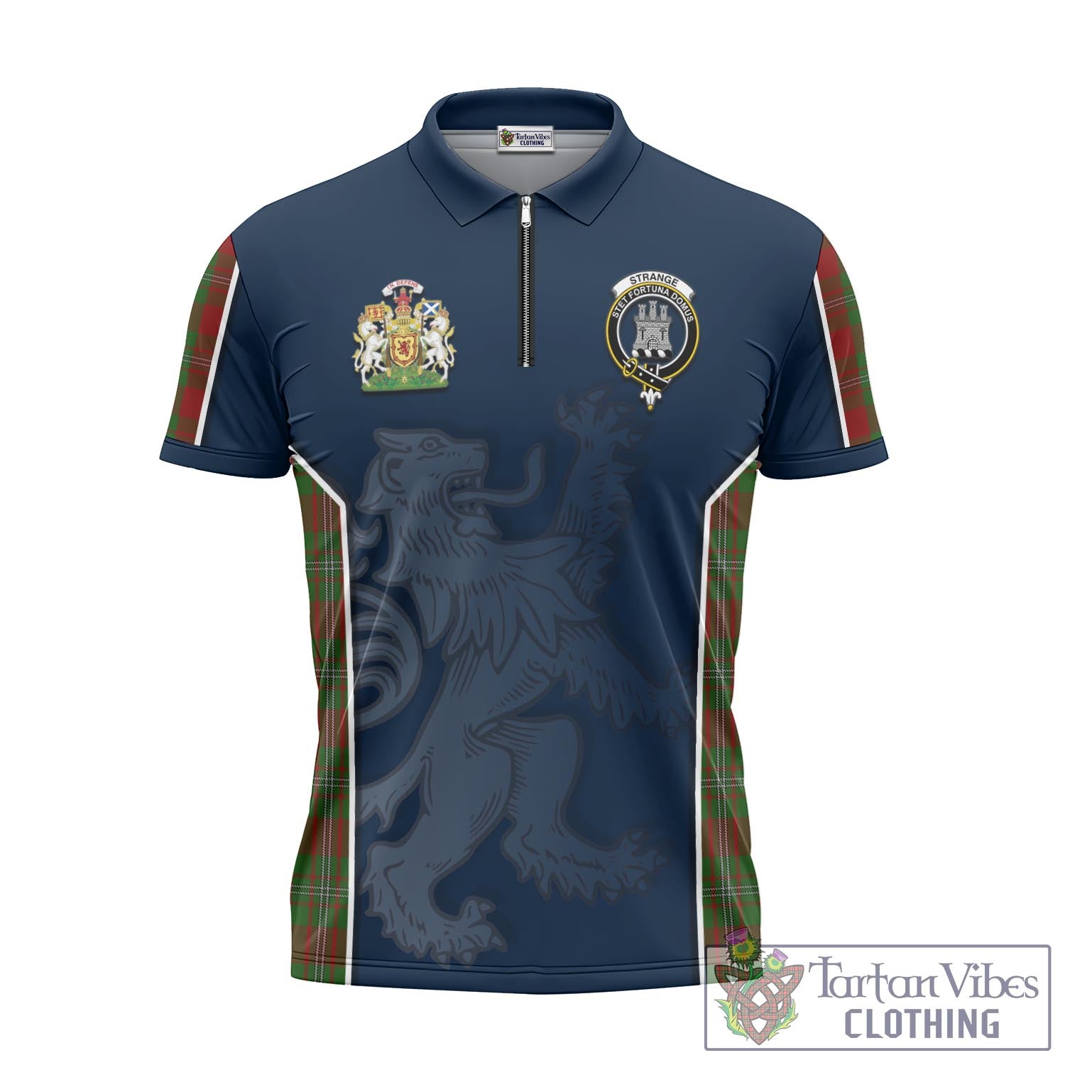 Tartan Vibes Clothing Strange Tartan Zipper Polo Shirt with Family Crest and Lion Rampant Vibes Sport Style