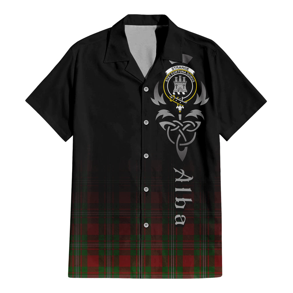 Tartan Vibes Clothing Strange Tartan Short Sleeve Button Up Featuring Alba Gu Brath Family Crest Celtic Inspired