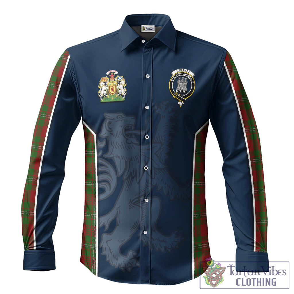 Strange Tartan Long Sleeve Button Up Shirt with Family Crest and Lion Rampant Vibes Sport Style