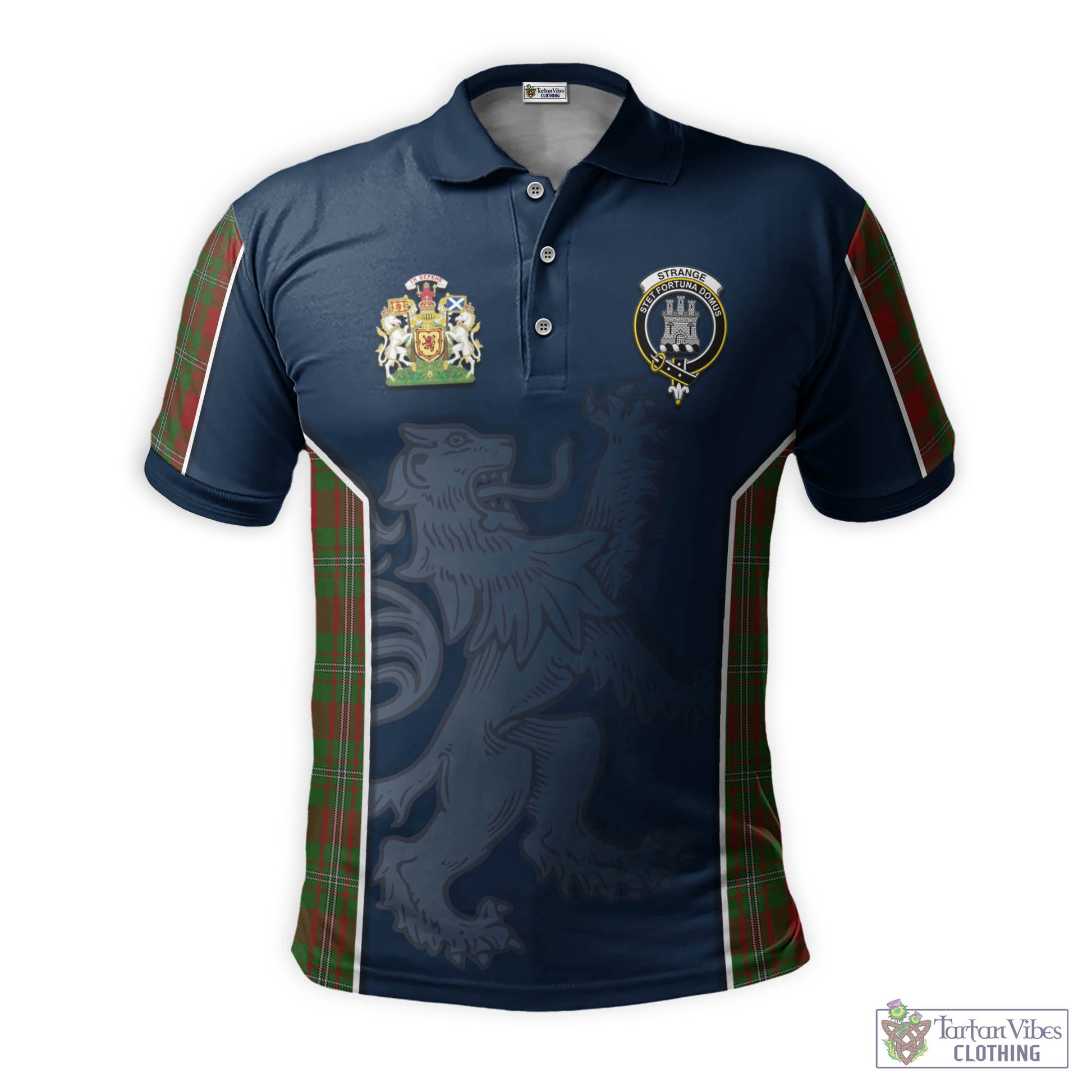 Tartan Vibes Clothing Strange Tartan Men's Polo Shirt with Family Crest and Lion Rampant Vibes Sport Style