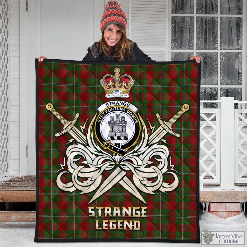 Tartan Vibes Clothing Strange Tartan Quilt with Clan Crest and the Golden Sword of Courageous Legacy