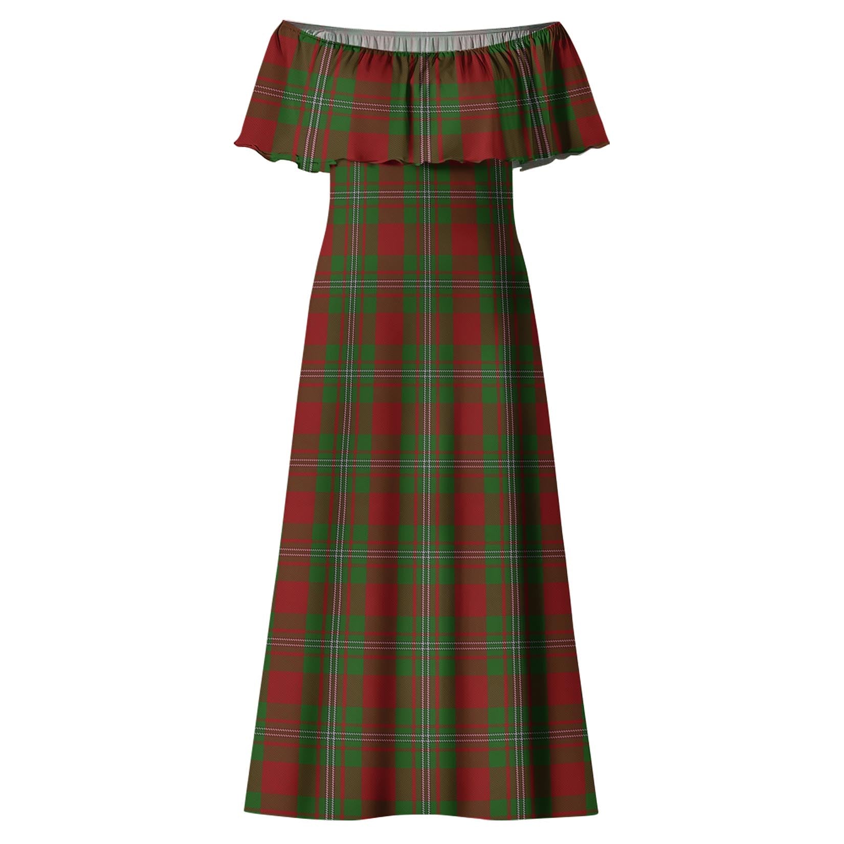 Strange Tartan Off Shoulder Long Dress - Tartanvibesclothing