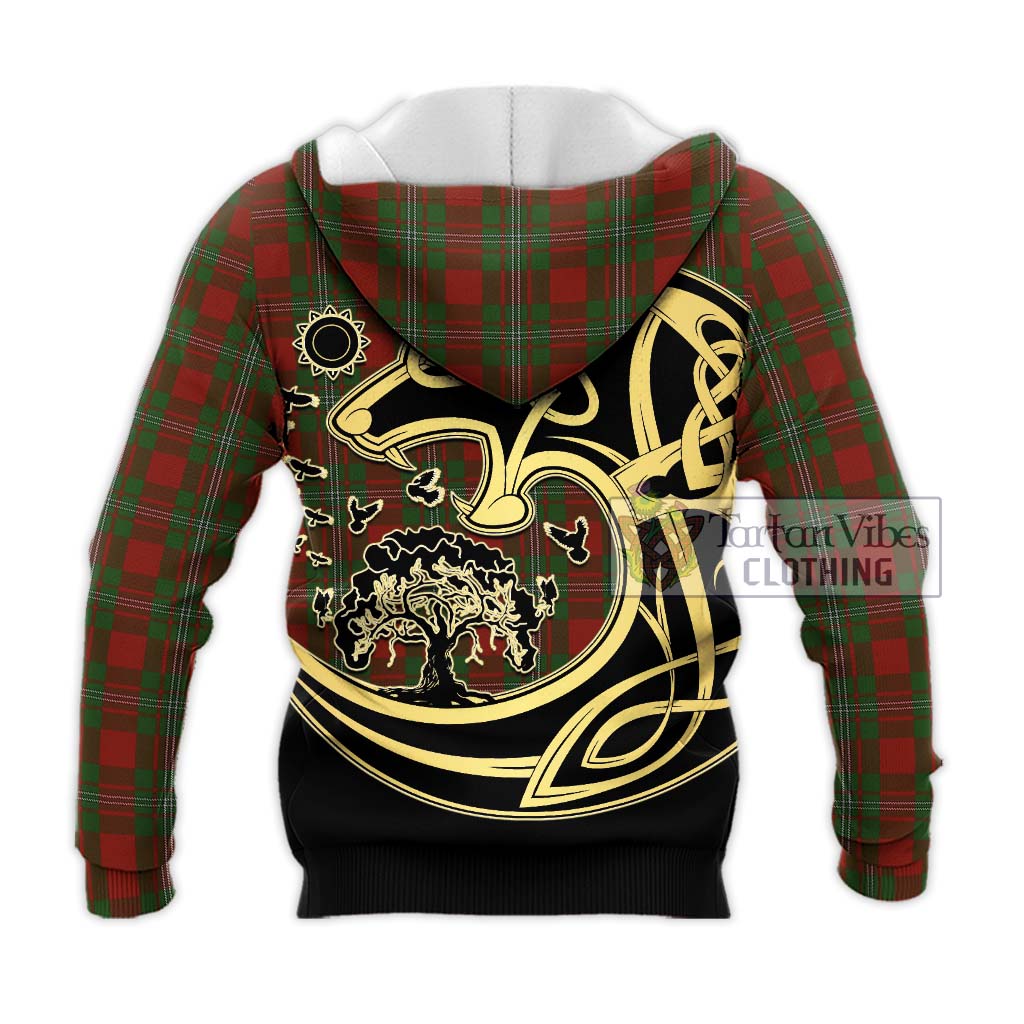 Tartan Vibes Clothing Strange Tartan Knitted Hoodie with Family Crest Celtic Wolf Style