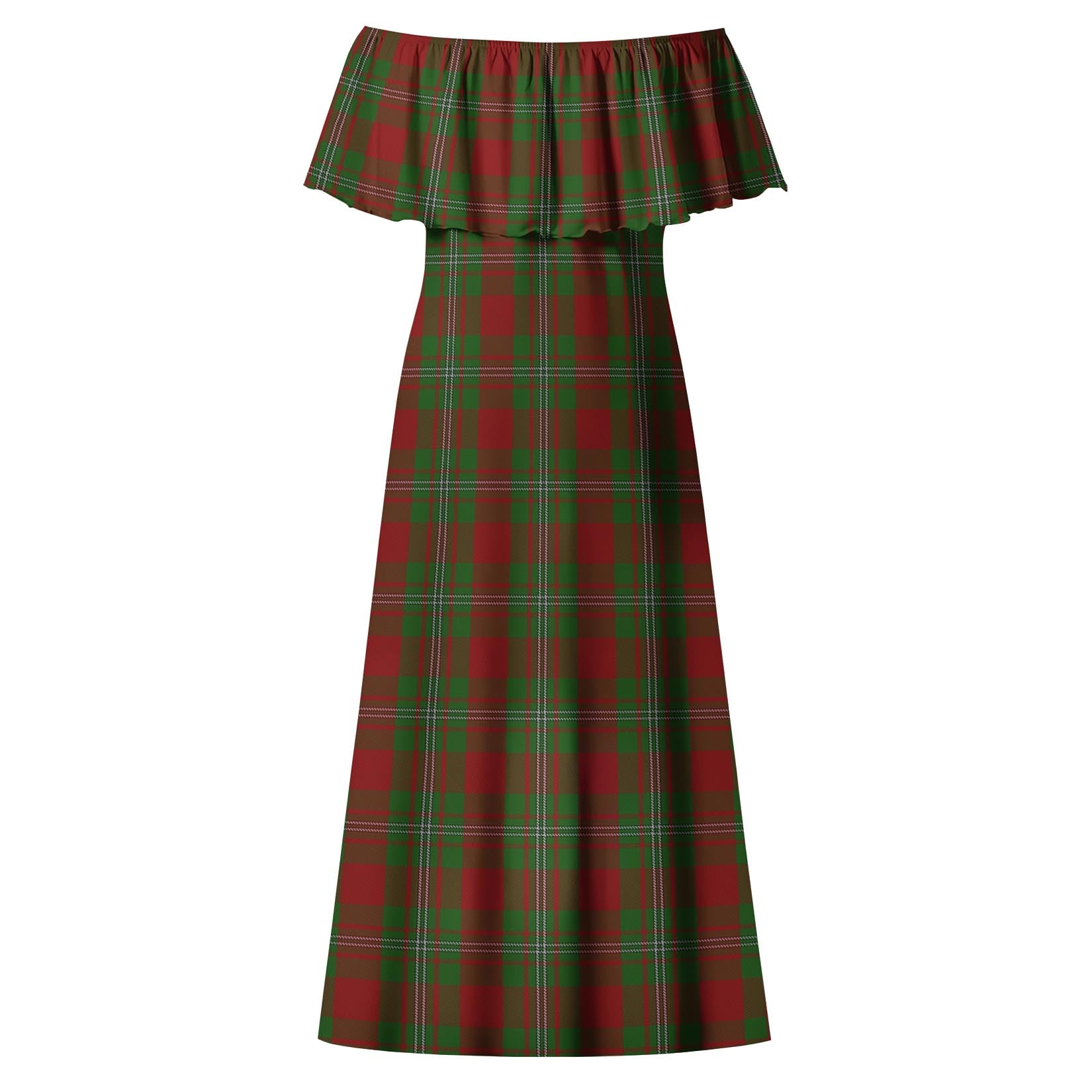 Strange Tartan Off Shoulder Long Dress - Tartanvibesclothing