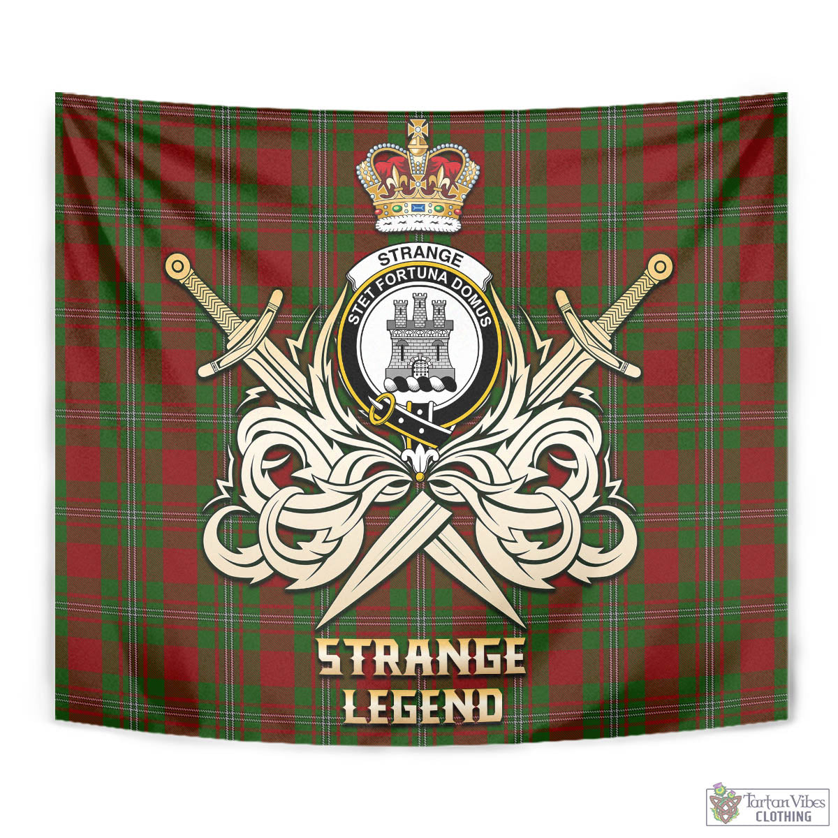 Tartan Vibes Clothing Strange Tartan Tapestry with Clan Crest and the Golden Sword of Courageous Legacy