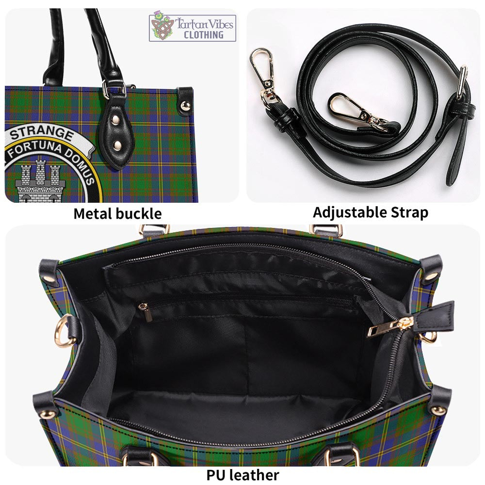 Tartan Vibes Clothing Strange of Balkaskie Tartan Luxury Leather Handbags with Family Crest