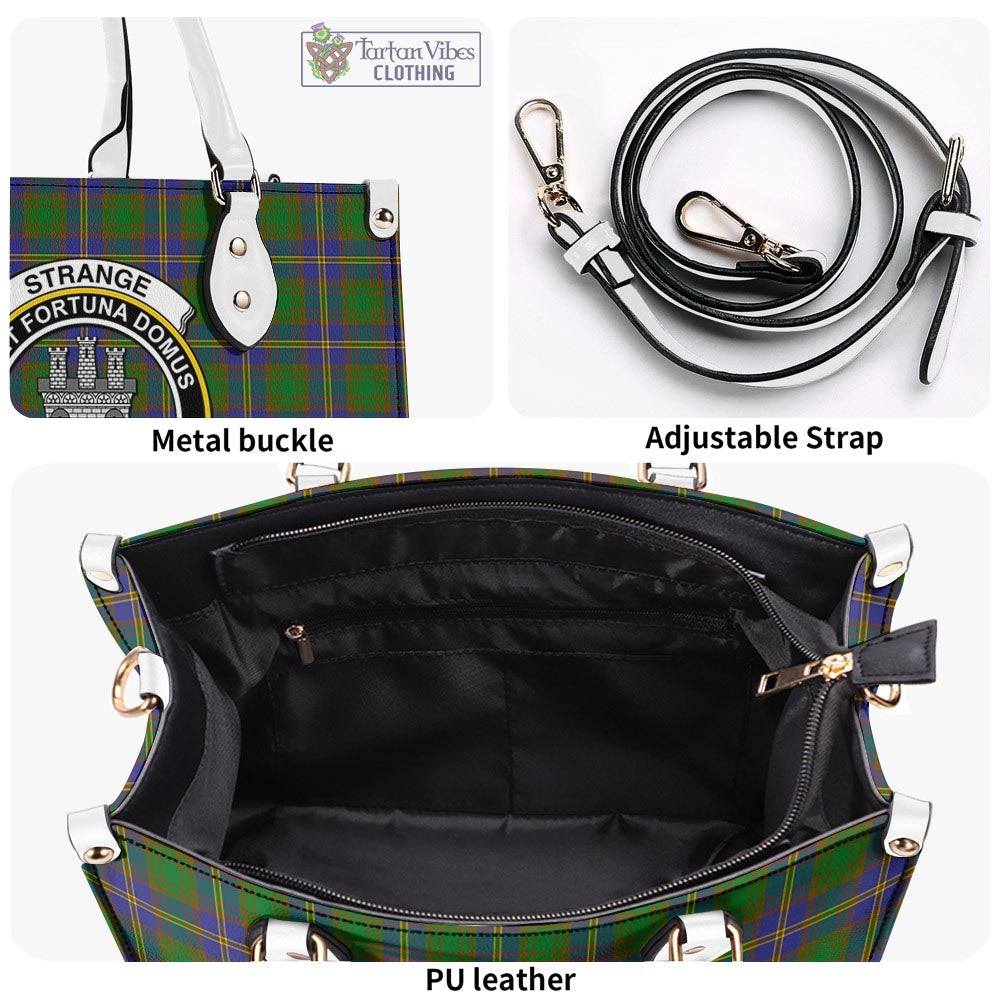 Tartan Vibes Clothing Strange of Balkaskie Tartan Luxury Leather Handbags with Family Crest