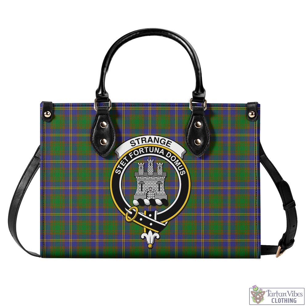 Tartan Vibes Clothing Strange of Balkaskie Tartan Luxury Leather Handbags with Family Crest