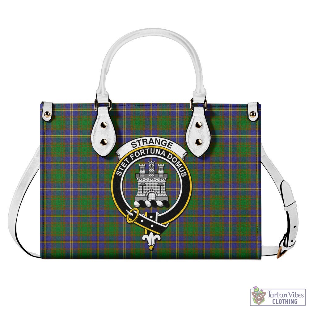 Tartan Vibes Clothing Strange of Balkaskie Tartan Luxury Leather Handbags with Family Crest