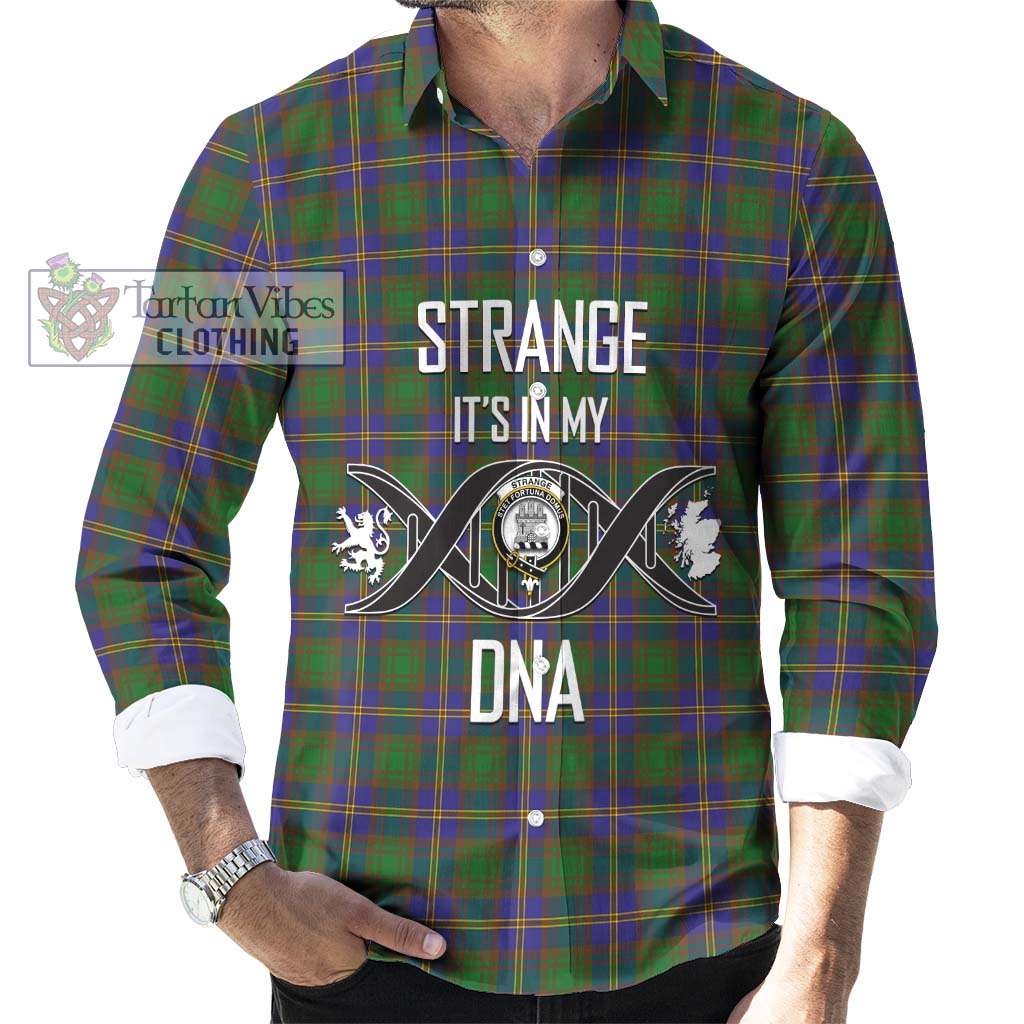 Tartan Vibes Clothing Strange of Balkaskie Tartan Long Sleeve Button Shirt with Family Crest DNA In Me Style