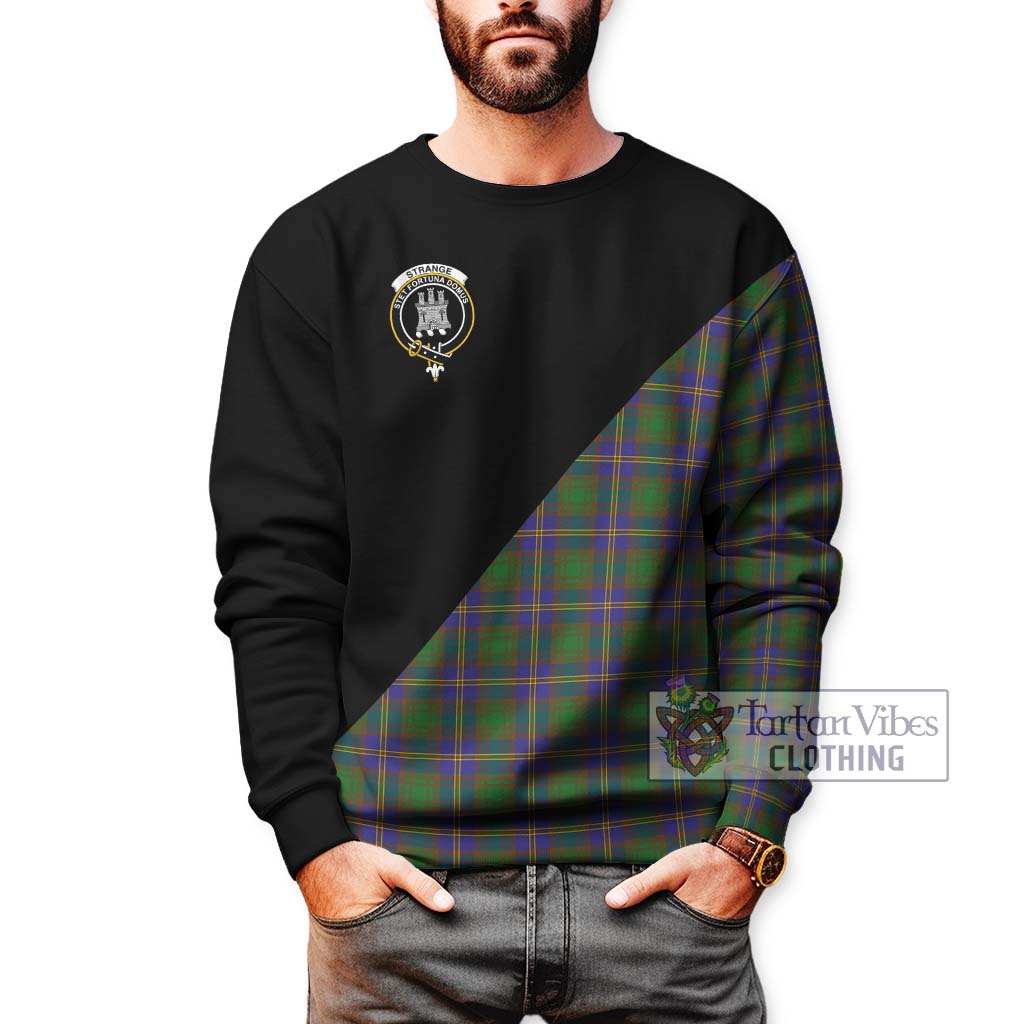 Tartan Vibes Clothing Strange of Balkaskie Tartan Sweatshirt with Family Crest and Military Logo Style