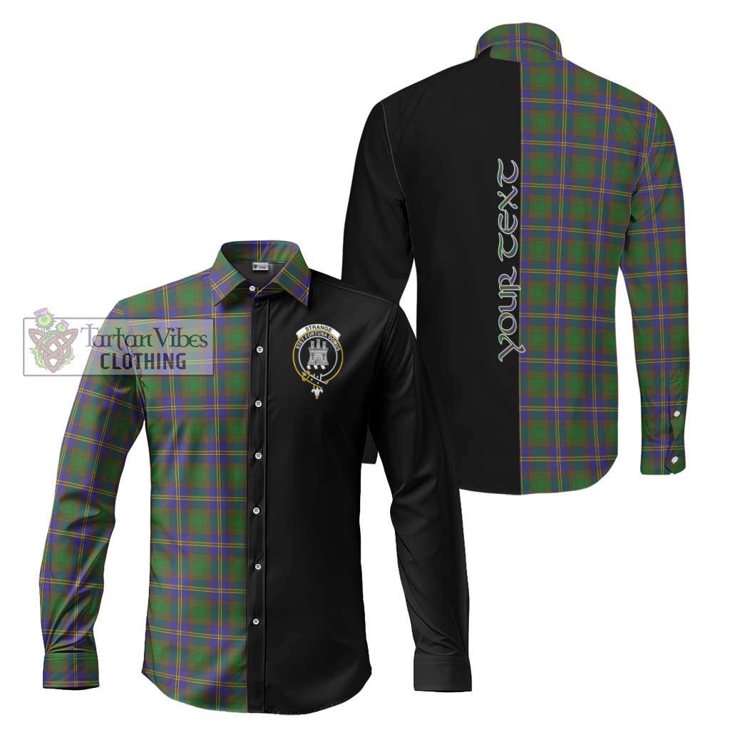 Tartan Vibes Clothing Strange of Balkaskie Tartan Long Sleeve Button Shirt with Family Crest and Half Of Me Style