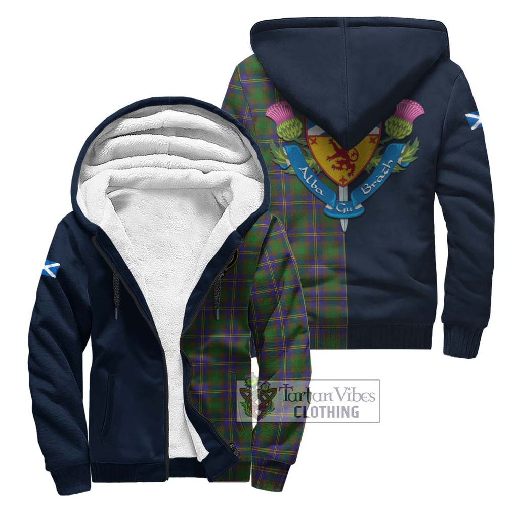 Tartan Vibes Clothing Strange of Balkaskie Tartan Sherpa Hoodie with Scottish Lion Royal Arm Half Style