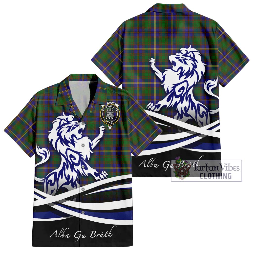 Tartan Vibes Clothing Strange of Balkaskie Tartan Short Sleeve Button Shirt with Alba Gu Brath Regal Lion Emblem