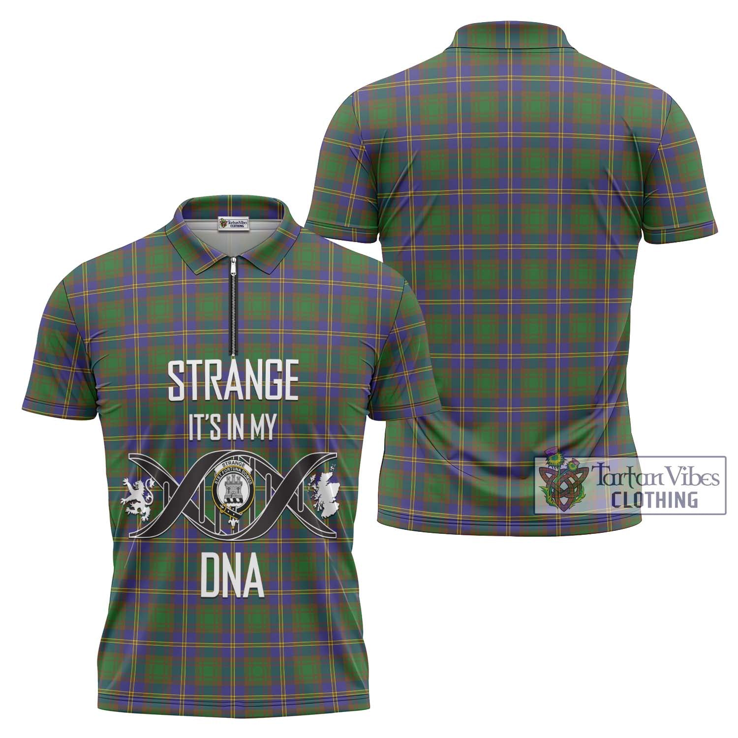 Tartan Vibes Clothing Strange of Balkaskie Tartan Zipper Polo Shirt with Family Crest DNA In Me Style