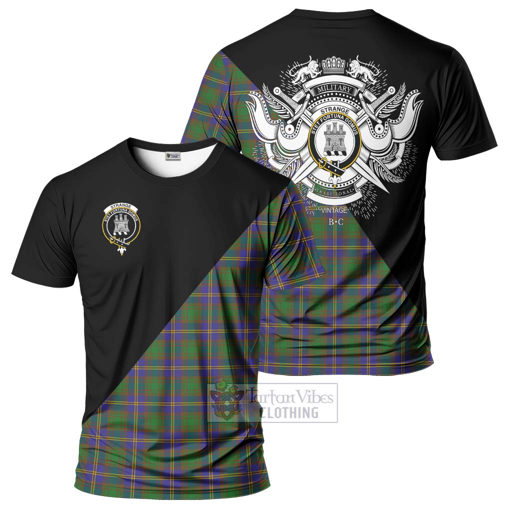 Tartan Vibes Clothing Strange of Balkaskie Tartan T-Shirt with Family Crest and Military Logo Style