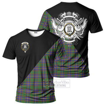 Strange of Balkaskie Tartan T-Shirt with Family Crest and Military Logo Style