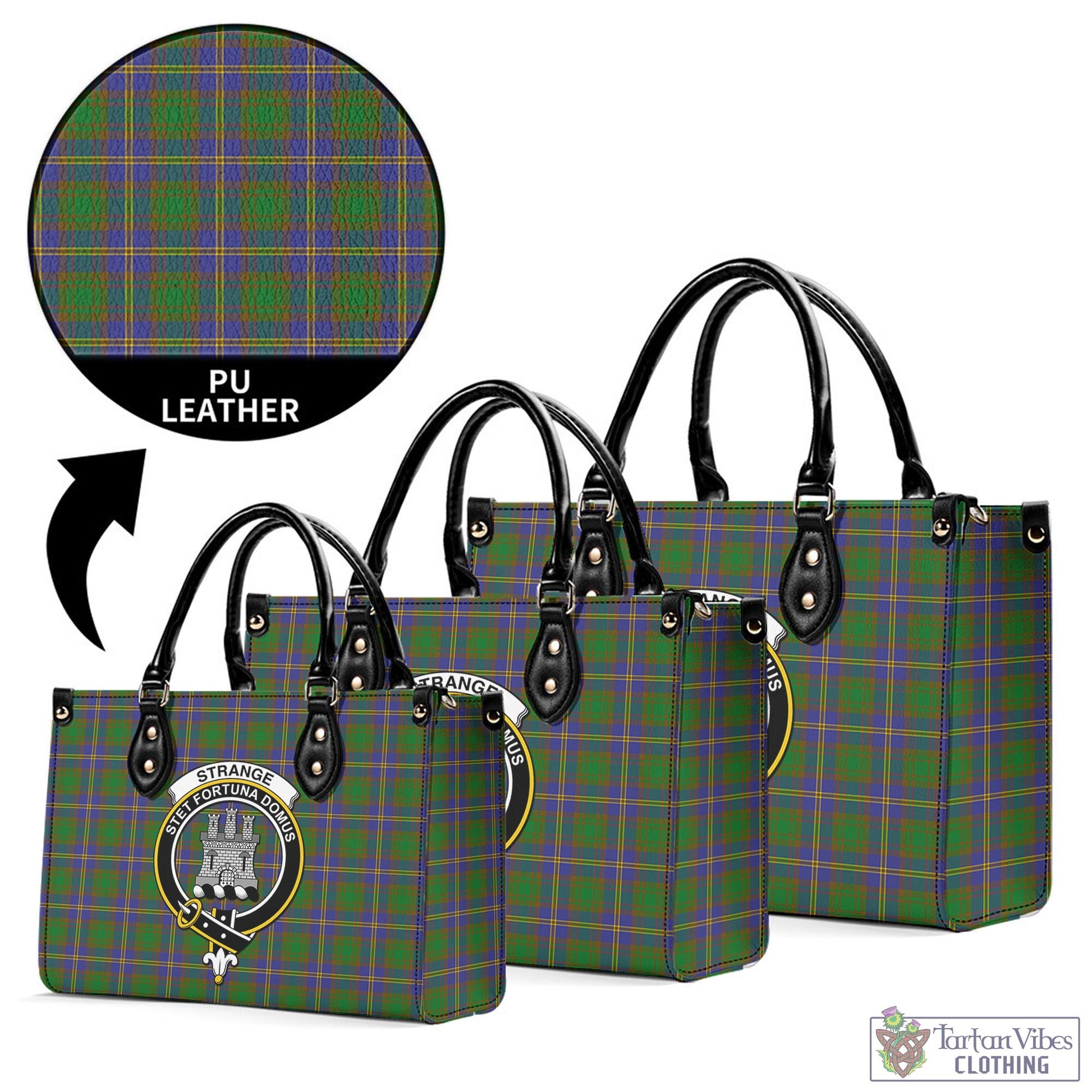 Tartan Vibes Clothing Strange of Balkaskie Tartan Luxury Leather Handbags with Family Crest