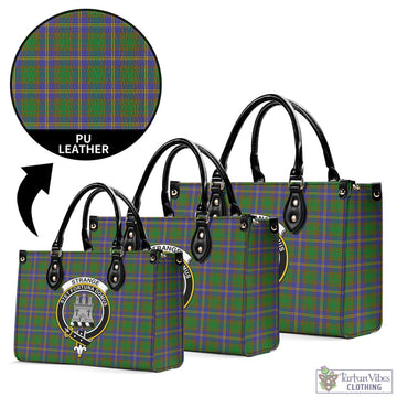 Strange of Balkaskie Tartan Luxury Leather Handbags with Family Crest