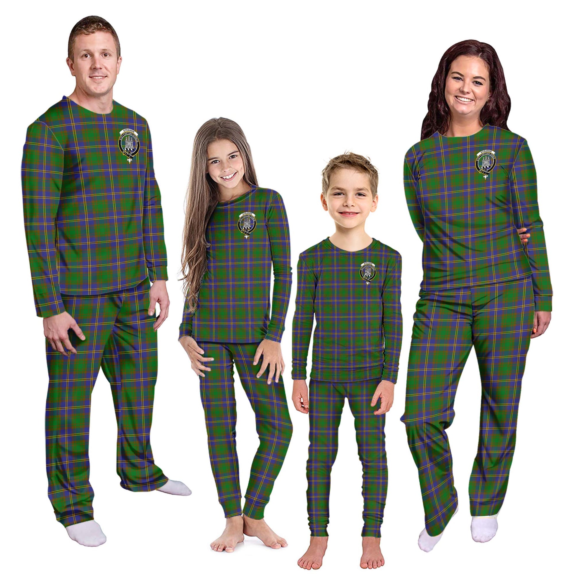 Strange of Balkaskie Tartan Pajamas Family Set with Family Crest - Tartanvibesclothing