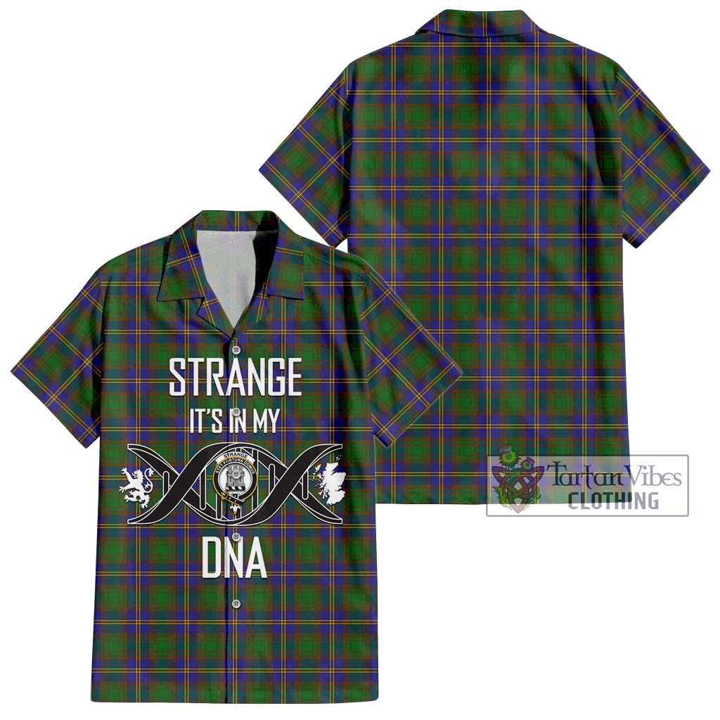 Tartan Vibes Clothing Strange of Balkaskie Tartan Short Sleeve Button Shirt with Family Crest DNA In Me Style