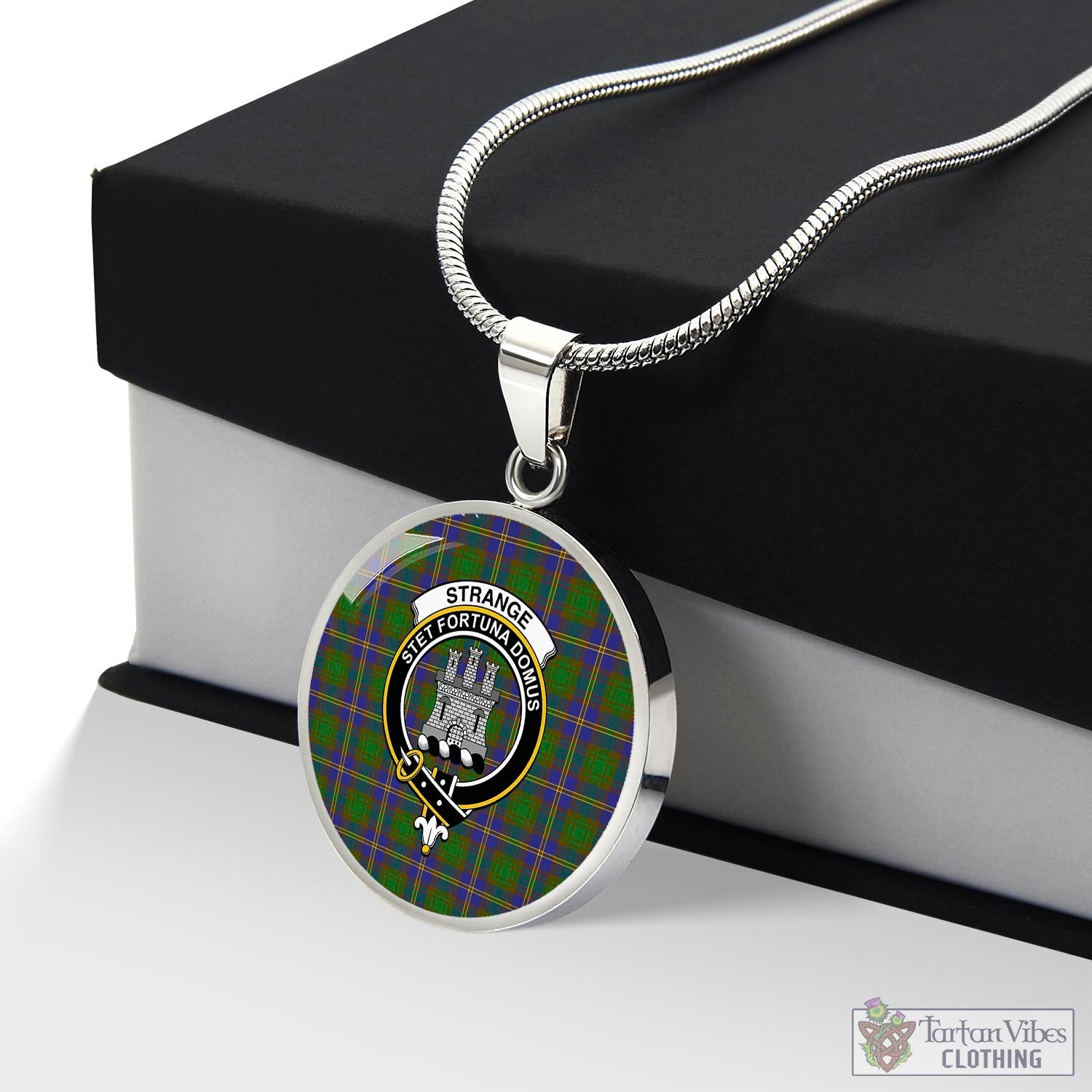 Tartan Vibes Clothing Strange of Balkaskie Tartan Circle Necklace with Family Crest