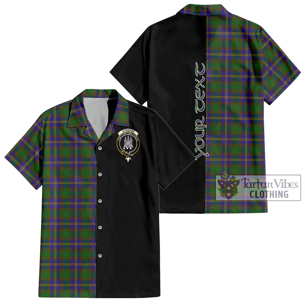 Tartan Vibes Clothing Strange of Balkaskie Tartan Short Sleeve Button Shirt with Family Crest and Half Of Me Style