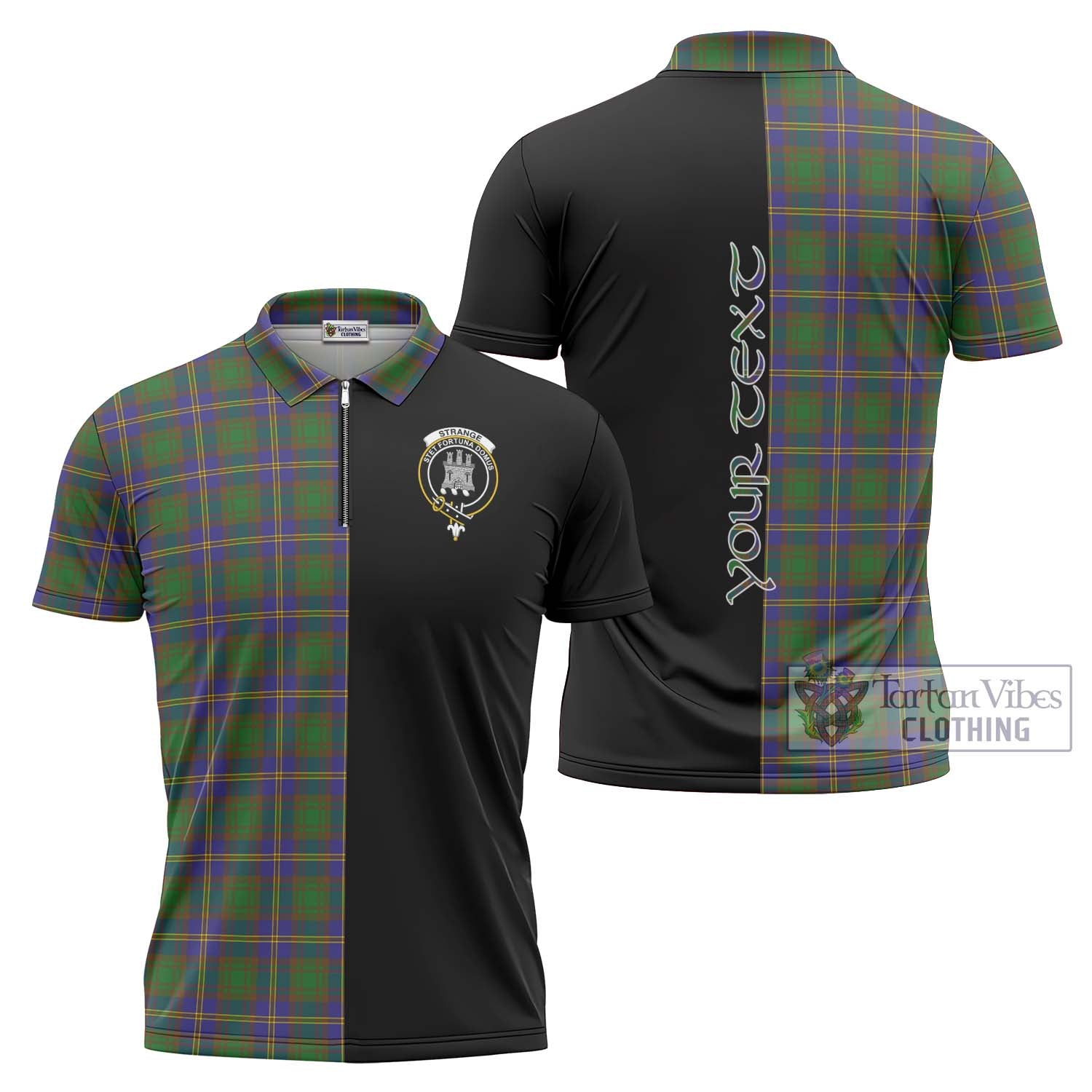 Tartan Vibes Clothing Strange of Balkaskie Tartan Zipper Polo Shirt with Family Crest and Half Of Me Style