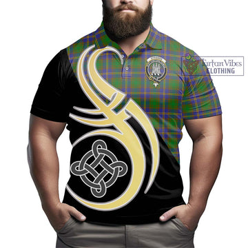 Strange of Balkaskie Tartan Polo Shirt with Family Crest and Celtic Symbol Style