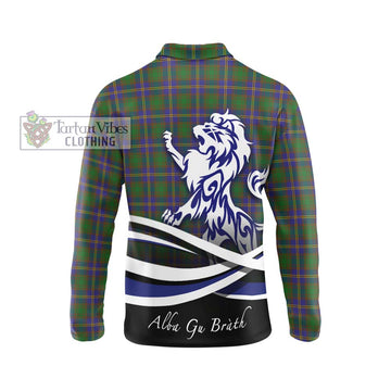 Strange of Balkaskie Tartan Long Sleeve Polo Shirt with Alba Gu Brath Regal Lion Emblem