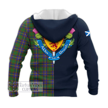 Strange of Balkaskie Tartan Knitted Hoodie with Scottish Lion Royal Arm Half Style