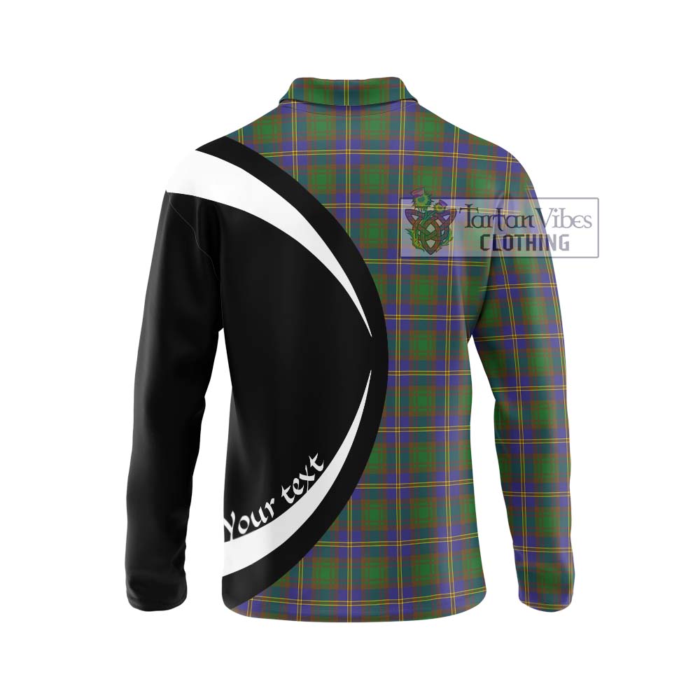 Tartan Vibes Clothing Strange of Balkaskie Tartan Long Sleeve Polo Shirt with Family Crest Circle Style