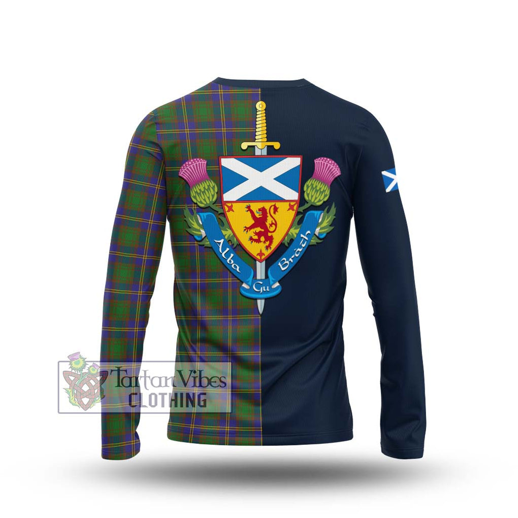 Tartan Vibes Clothing Strange of Balkaskie Tartan Long Sleeve T-Shirt with Scottish Lion Royal Arm Half Style