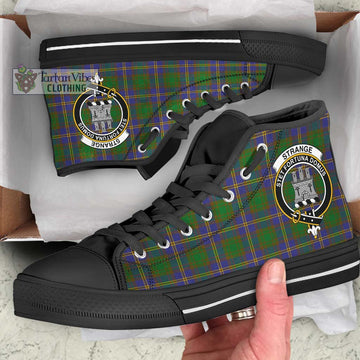 Strange of Balkaskie Tartan High Top Shoes with Family Crest