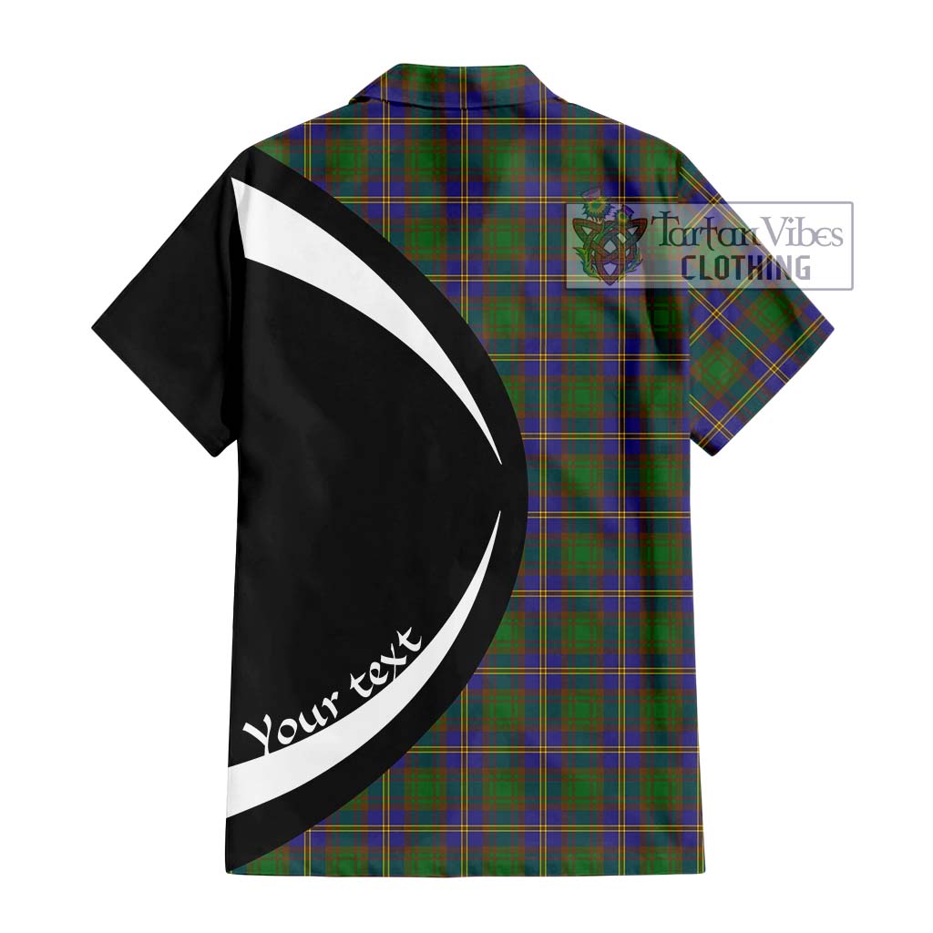 Strange of Balkaskie Tartan Short Sleeve Button Up with Family Crest Circle Style - Tartan Vibes Clothing