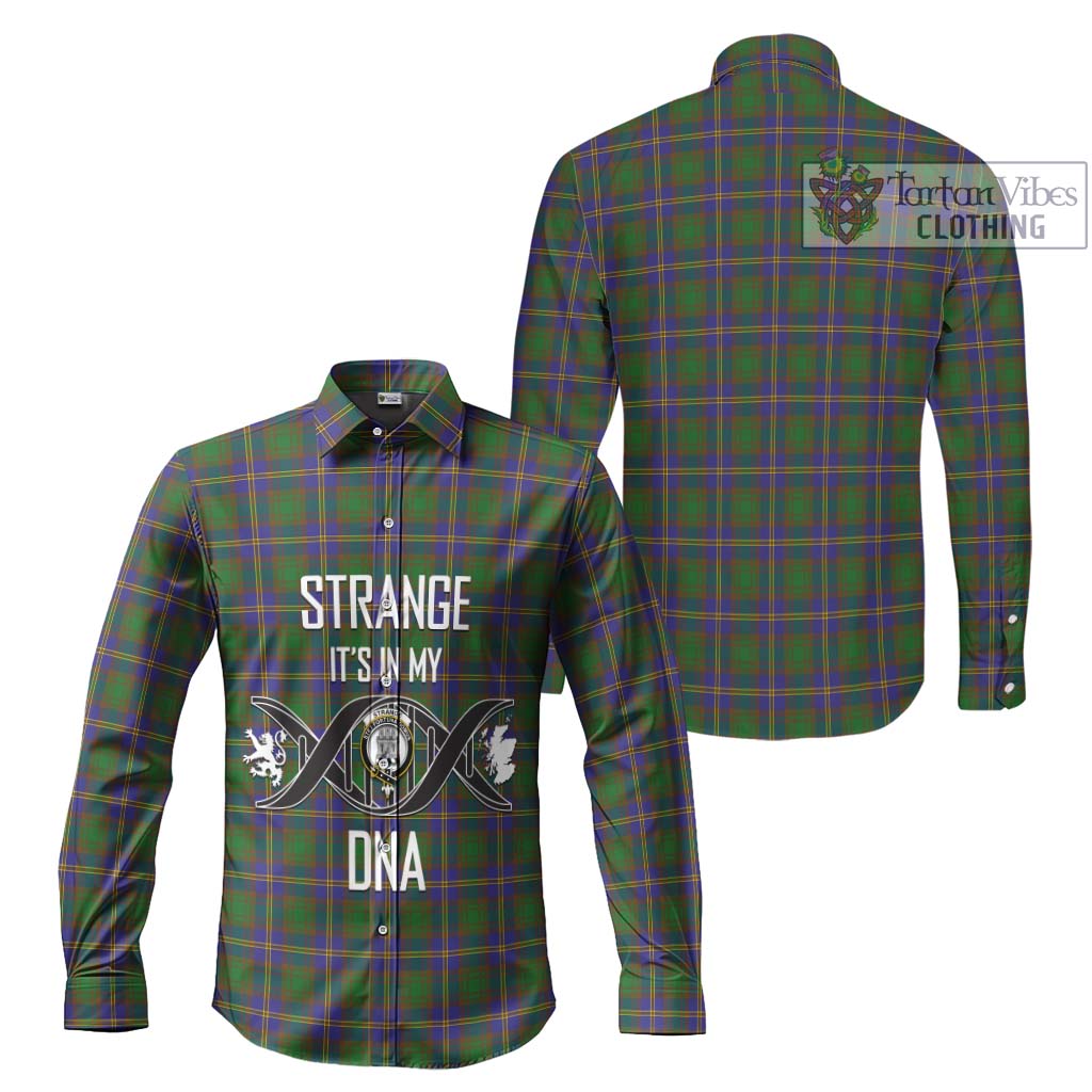 Tartan Vibes Clothing Strange of Balkaskie Tartan Long Sleeve Button Shirt with Family Crest DNA In Me Style