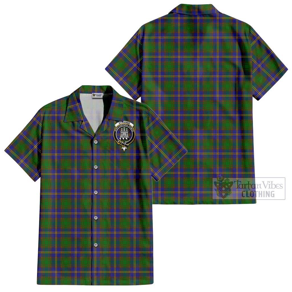 Tartan Vibes Clothing Strange of Balkaskie Tartan Cotton Hawaiian Shirt with Family Crest