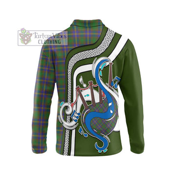 Strange of Balkaskie Tartan Long Sleeve Polo Shirt with Epic Bagpipe Style