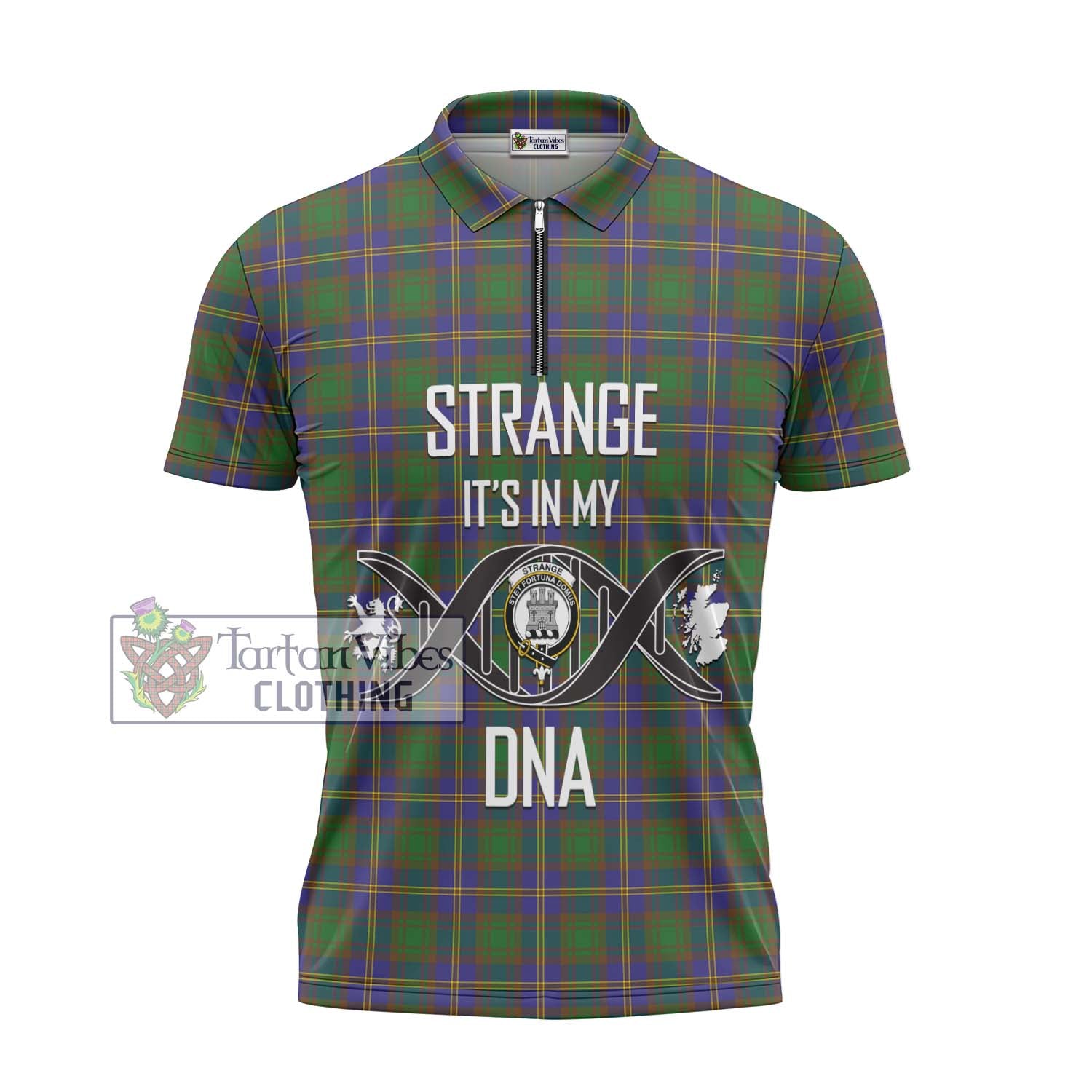 Tartan Vibes Clothing Strange of Balkaskie Tartan Zipper Polo Shirt with Family Crest DNA In Me Style