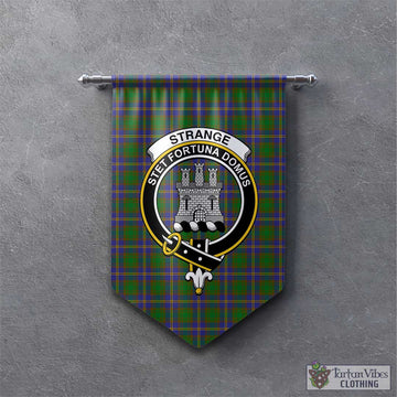 Strange of Balkaskie Tartan Gonfalon, Tartan Banner with Family Crest