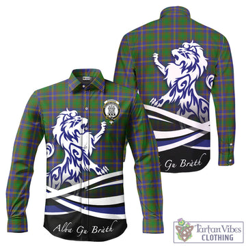 Strange of Balkaskie Tartan Long Sleeve Button Up Shirt with Alba Gu Brath Regal Lion Emblem