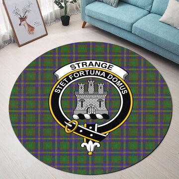 Strange of Balkaskie Tartan Round Rug with Family Crest