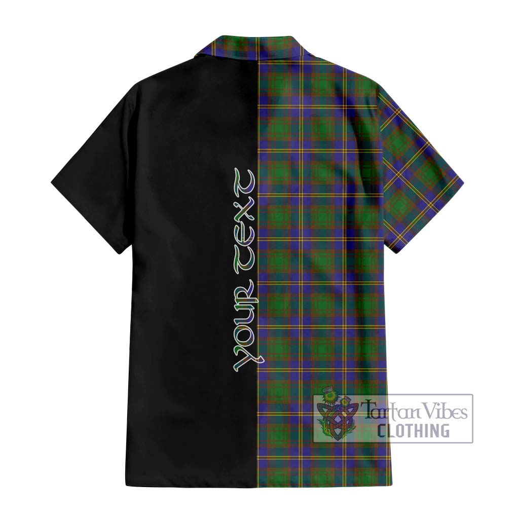 Tartan Vibes Clothing Strange of Balkaskie Tartan Short Sleeve Button Shirt with Family Crest and Half Of Me Style