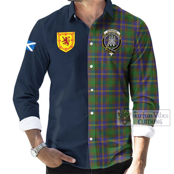 Strange of Balkaskie Tartan Long Sleeve Button Shirt with Scottish Lion Royal Arm Half Style