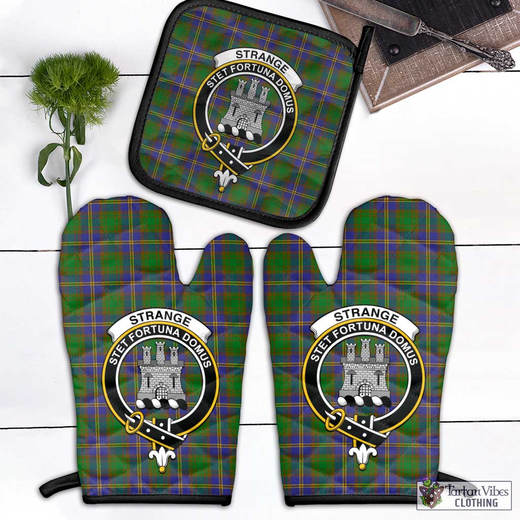 Tartan Vibes Clothing Strange of Balkaskie Tartan Combo Oven Mitt & Pot-Holder with Family Crest