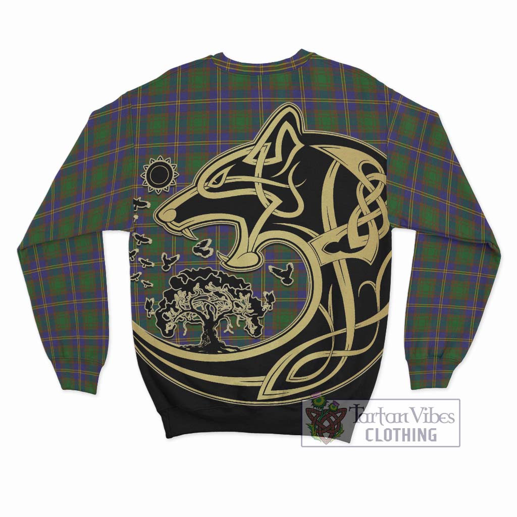 Tartan Vibes Clothing Strange of Balkaskie Tartan Sweatshirt with Family Crest Celtic Wolf Style