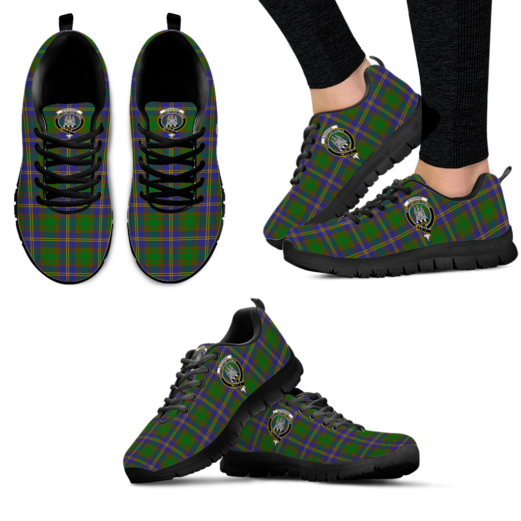 Strange of Balkaskie Tartan Sneakers with Family Crest - Tartan Vibes Clothing