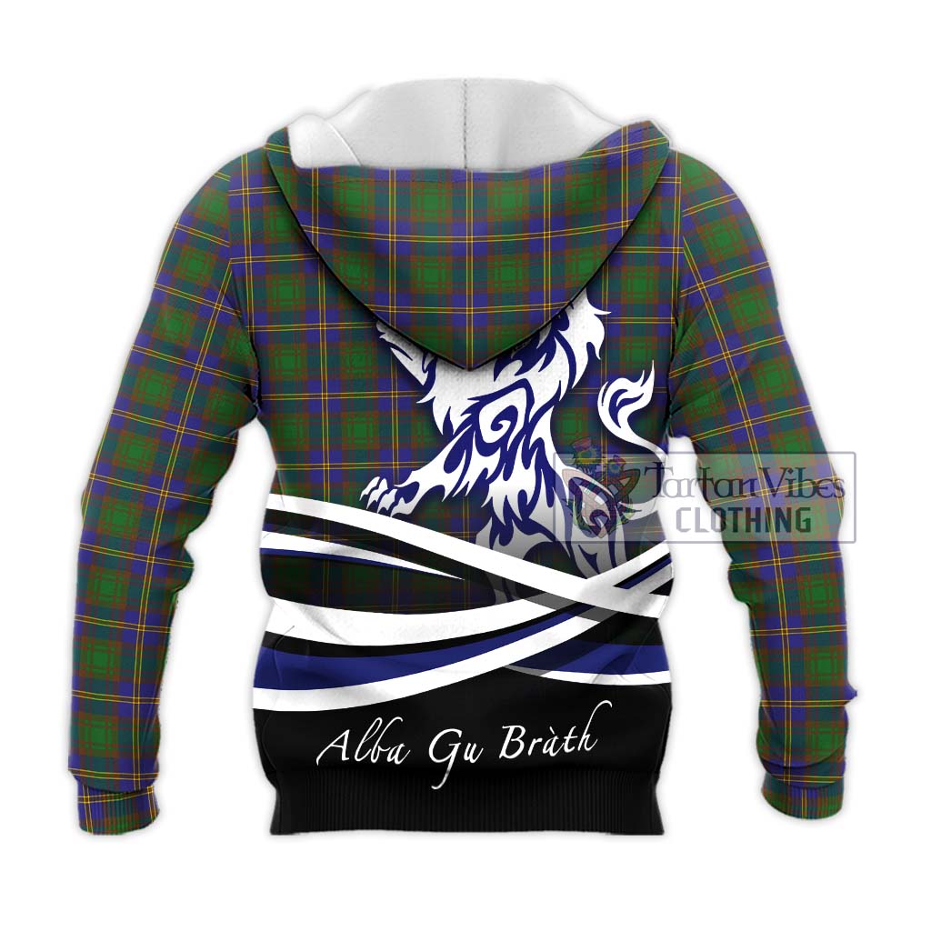 Tartan Vibes Clothing Strange of Balkaskie Tartan Knitted Hoodie with Alba Gu Brath Regal Lion Emblem