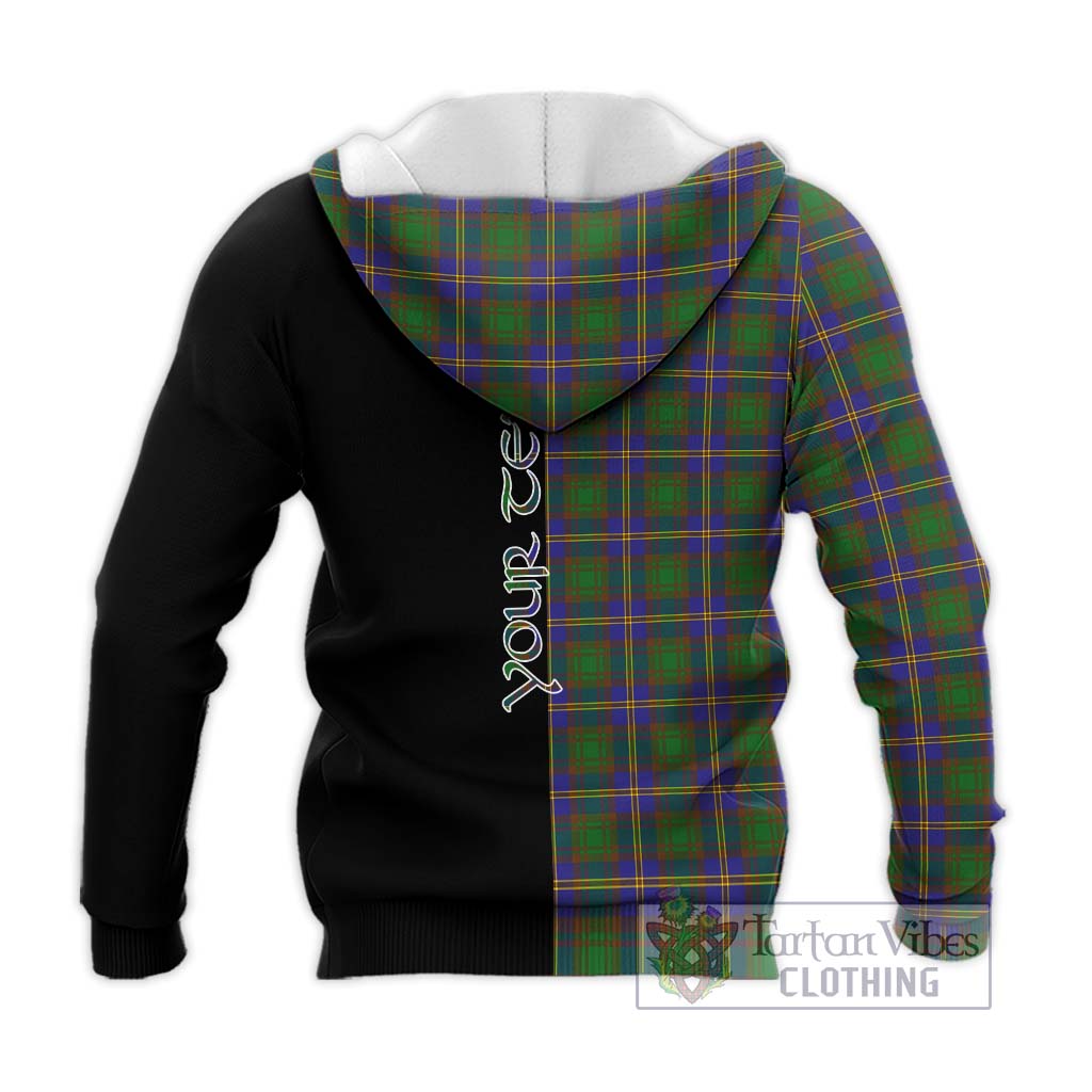 Tartan Vibes Clothing Strange of Balkaskie Tartan Knitted Hoodie with Family Crest and Half Of Me Style